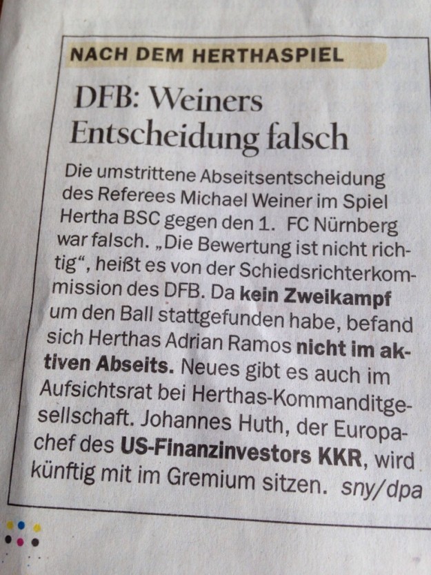 Tagesspiegel, Sportteil, 6. Februar 2014, Seite 17